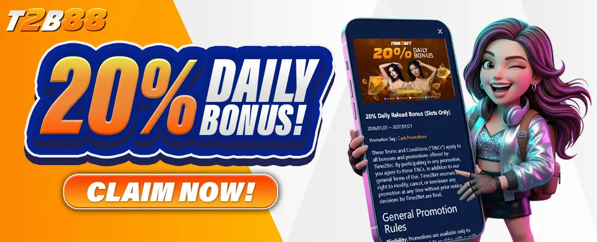 time2bet 20% daily bonus